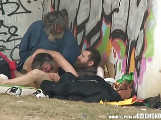 Pure Street Life Homeless Threesome Having Sex on Public 6 min