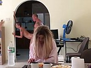 Stepfather fucks stepdaughter in ass while mom no see